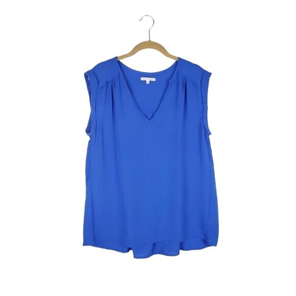 Rebecca Minkoff Silk Blouse Royal Blue Sleeveless Pleat Back Womens Size Small - Picture 1 of 10